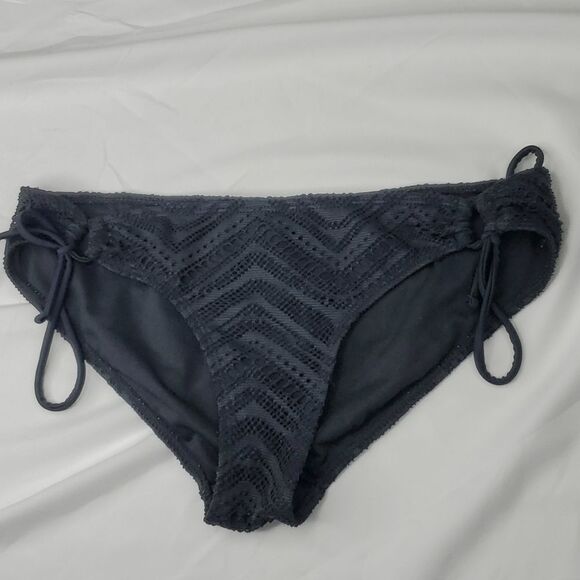 M 7 OP OCEAN PACIFIC BLACK TIE RING BIKINI BOTTOMS medium - Picture 1 of 7